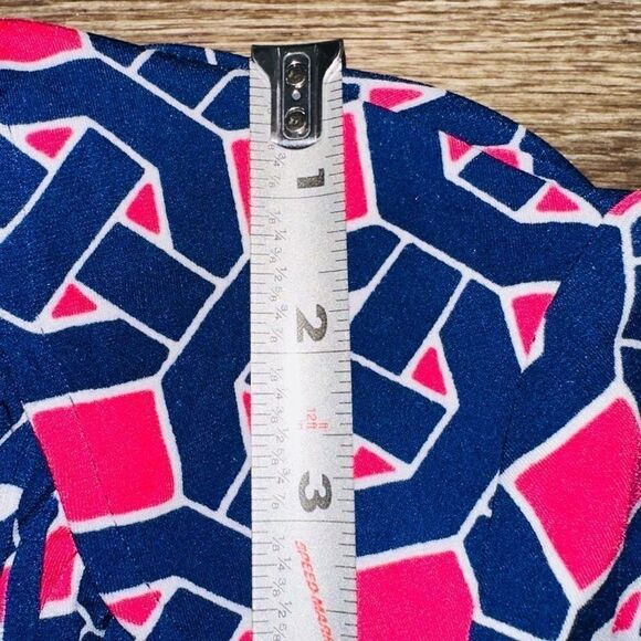 Maggy London pink/blue geometric wrap dress sz 10 - Picture 13 of 16